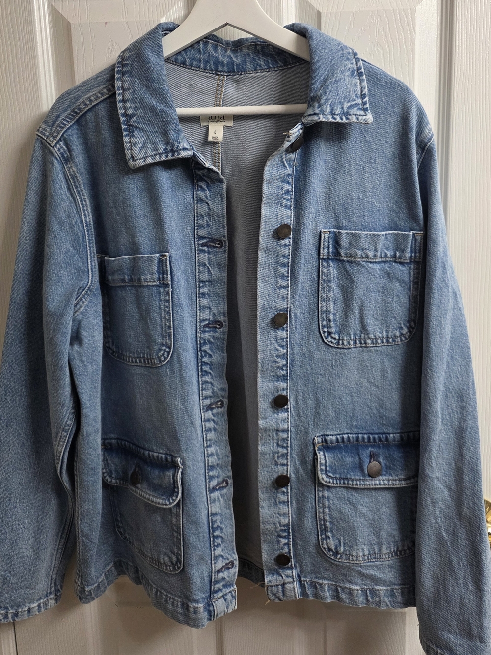 a.n.a Light Blue Denim Jacket with Patch Pockets
